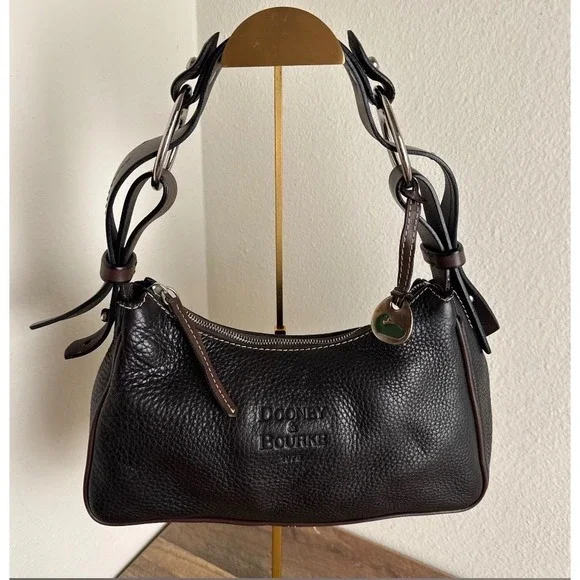 Dooney & Bourke Dark Brown Pebbled Leather Shoulder Bag Purse - Picture 1 of 9
